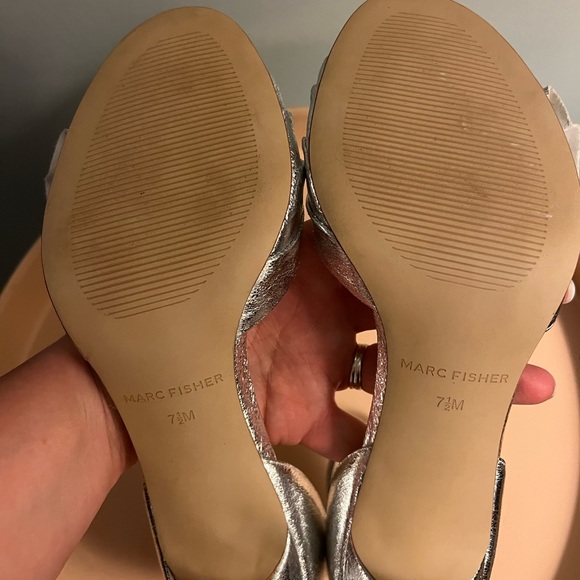 Marc Fisher Silver Sandal Heels Size 7.5 - Picture 5 of 5